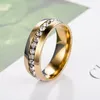 18 km plaqué 316l en acier inoxydable CZ Cumbic Zirconia Womens Ring Titanium Steel personnalisé Best Bijoux vintage Cadeaux pour les filles 18K Gold Gold