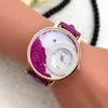 Marke Luxus Wunderschön Uhr Mode Frauen Quarz Kleid Uhr Casual Lederband Strass Uhr