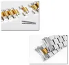 Cinturino 13mm 17mm 20mm Cinturino in oro argento Tre ceppi Braccialetti con cinturino con estremità curva spazzolata lucidatura in acciaio inossidabile per R2036