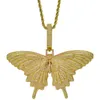 New micro setting zircon color large Butterfly Pendant Necklace hip hop rap DJ men and women jewelry jewelry necklace