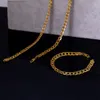 8-мм ювелирные изделия набор 18K желтое золото наполненное женское мужское ожерелье браслет бордюр цепи звена плоский подарок ювелирных изделий