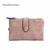 Designer Women Wristlet Wallet With Strap Coin Pocket Vintage Soft Pink Suede Purse Ladies Folder Money Clips 6colors Billetera Y1241v