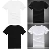 T-shirt estiva da uomo Solid Black White Simple Top manica corta con scollo a V stile coreano Slim Fit T-shirt casual Abbigliamento maschile T-shirt