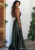 2019 Prosty Hunter Green Front Split Suknia Wieczorowa Tanie V Neck Backless Długa Formalna Celebrity Summer Party Gown Custom Made Plus Size