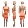 Plus size 2x Summer Mulheres Mini Mini Vestido Trendy Stripe Dressão de uma Peça Bandagem de Peça de uma Peça Casual Pacote Skinny Hip Skirt 3403