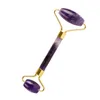 طبيعية جملة التدليك الحجر المنحوت Reiki Crystal Healing Gua Sha Beauty Roller Massor Stick مع علب سبيكة ذهبية