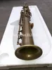 Ny ankomst obranded kan customizable logo sopran saxofon mässingsinstrument antikoppar yta b platt sax med munstycke