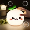 Şarj Edilebilir Led Gece Işık Sevimli Karikatür Gece Lambası 7 Renk Değişen Yumuşak Silikon Dokunmatik Sensör Yenilik Işıkları Çocuk Hediye Sevimli Nig202K