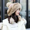 Fashion-new women's hat winter beanie knitted hat Angola Rabbit fur Bonnet girl 's hat faale cap with fur pom pom