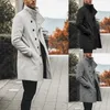 2020 Wysokiej jakości płaszcze mężczyźni zimowi klasyczne szczupłyk jesienne Korup męskie męskie kieszenie na solidne długie wiatrakowe mieszanki vintage płaszcze 5381896
