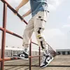 2020 Novos Jogadores de Hip Hop Calças de Carga Homens Harem Calças Multi-Pocket Fitas Homem Sweetpants Streetwear Mens Casuais XS-4XL