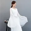 Beyaz Şifon V Yaka Uzun Gelinlik Modelleri Uzun Kollu 2019 Bohemian Nedime Elbisesi Kat Uzunluk Düğün Konuk Elbiseleri
