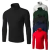 Men's Sweaters 2021 Fashion Thermal Shirt Casual Mens Long Sleeve Cotton Solid Color Stretch Slim Turtleneck Knitted Pullovers