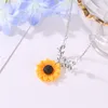 Europese en Amerikaanse eenvoudige sieraden item parel zon bloem ketting vrouwelijke mode zonnebloem hanger groothandel sieraden