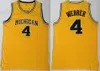 Мичиганский колледж Росомахи Jalen Rose Jersey 5 Men Basketball Chris Webber 4 Juwan Howard Jersey 25 Команда Color Yellow University