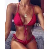Hirigin Seksi Ruffles Bikini Set Kadın Bandaj Push Up Yastıklı Tanga Biquini Kadınlar Mayo Halter Stil Plaj Yüzme Giyim