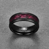 أنيقة برودة lectroplated electroplated inlay inlay Red Opal Paper Black Dragon Pattern Step Tungsten Carbide Ring for Man T104R D19011502