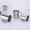 Stainless Steel Double Layer Coffee Mug Cups Portable Camping Cup With Handgrip Stainless Steel Mountaineering Mugs 300ml 400ml DH1116-3