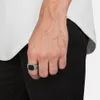 Männer Hip Hop Ring 316L Edelstahl Schwarzer Onyx Stein Ring261D