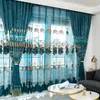 Europese fluwelen borduurwerk chenille slaapkamer gordijnen voor woonkamer moderne tule gordijnvalance decoreren T200323