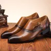 Hot Sale-Män Business Läder Skor Monk Buckle Skor Hand Snidad Svart 48 Zapatos Negros Hombre Schoenen Mannen Sepatu Kulit Pria