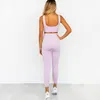 2PCS Sports Suits Women Seamless Yoga Sets Running Fitness Gym Pants High Waist Straps Sport Leggings High Elasticity Bra Pants V200415