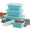 4pcs / set silicone pieghevole ritrattabile in silicone bento pranzo contenitori pieghevole contenitori di stoccaggio alimentare contenitori microonde custodia alimentari da picnic