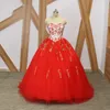 2020 Prawdziwy obraz Red Green Haft Quinceanera Dresses Designer Ramiączek Laceup Tulle Suknia Balowa Prom Sweet 16 Dress Vestidos de Novia