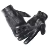 Gours vinterhandskar män Äkta läderhandskar Touch Screen Real Sheepskin Black Warm Driving Gloves Vitens Ny Ankomst GSM050 T190618