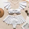 In-X Black swimsuit with skirt Sexy high waist bikini 2020 Ruffle swimsuit female swimwear women Off shoulder retro bathing suit