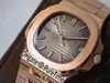 PPF 5711-1R-001 CAL A324SC Automatisk herrklocka 18K Rose Gold Brown Texture Dial Rostfritt stål Armband Edition Puretime PT284W