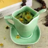 Longquan Flower Tea Cup z spodkiem Wysokiej jakości ceramiczny kubek herbaty z pokrywką Dekor Water Cup Prezent Office Prezent