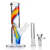 Narguilé Bong Tube droit avec tuyau d'eau en verre Downstem Hauteur 7,5 pouces Joint 14,4 mm Bol Tuyaux d'eau Peinture à l'huile couleur