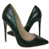 뜨거운 판매 - 새로운 디자이너 어두운 녹색 하이힐 굽 신발 여성 펌프 섹시한 돌 패턴 지적 발가락 12cm 10cm 8cm 하이힐 드레스 파티 신발