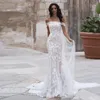 Mermaid Lace Wedding Dresses With Wrap Off The Shoulder Bridal Gowns Corset Back Sweep Train robes de mariee
