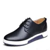 Sıcak satış-Lüks Erkek Ayakkabı Casual Deri Moda Trendy Siyah Mavi Kahverengi Düz Ayakkabı Erkekler Bırak İş elbisesi için rahat