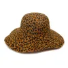 Stort Brim Leopard Print Felt Dome Hat Wome Fedora Hats Fascinators Hat For Women Elegant Floppy Cap Sun Protection Chapeau8958056