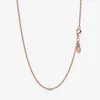 Ny ankomst 925 Sterling Silver Rose Gold Classic Cable Chain Halsband med hummerlås Fit europeiska hängsmycken och Charms Fine JE182Q