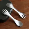 Qinggear Titanium 3-w-1 łyżka nóż widelec Ultralight Spork naczynia Przenośne odwagi stołowe