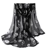 Wholeautumn Womens Scarf Girls Skulls Tryckt svart lång mjuk halsduk sjal flickor halsdukspecifikationer3654487