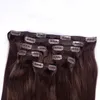 Zijdeachtige Rechte Clip in Haarverlenging Zwart Bruin Blonde Kleur HumanHair Extensions Clips op HairWefts 100g