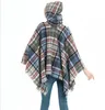 Fashion-New Fashion Arrival Women Lattice Hooded Cloak Winter Warm Grid Long Fringed Pashmina Cover-Ups GB1402