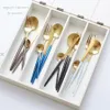 12pcs 3set KuBac Hommi 골드 칼 세트 블랙 식기 포크 나이프 스쿠프 스테인레스 스틸 식기 세트 드롭 배송 3sets C18112701