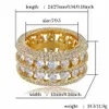 Dubbla rader ringar hiphop lysande 18k Real Gold Plated Cubic Zircon Diamond Finger Ring Jewelry4629674