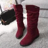 Hot Sale-Autumn Winter Warm Womens Short Boots Flock Height Increasing Woman Calf Boots Low Heels Slip On BX920