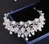 Charming Silver Pearls Bridal Jewelry Sets 3 Pieces Suits Necklace Earrings Tiaras Crowns Bridal Accessories Wedding Jewelry Sets 254Q