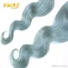 Zilver Grijze Braziliaanse Virgin Menselijk Haar 100% Onverwerkte Maagd Menselijke Haar Extensions Grijze Body Wave Hair Bundles 3st Lot Good Opp zak