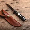 Topkwaliteit Damascus Survival Rechte mes Damascus stalen Drop Point Blade Volledige Tang Houten Handvat Vaste Blad Messen