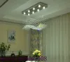 Samtida Crystal Rektangel ljuskrona Rain Drop Crystal Ceiling Light Fixture Wave Design Flush Mount för matsal myy