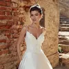 Vestidos de novia con tirantes finos de estilo Vintage, vestidos de novia de satén de encaje, vestidos de novia de playa, bata de mariee227U